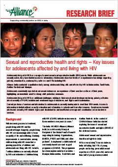 Sexual and Reproductive Health and Rights Key Issues for Adolescents Affected by and Living with HIV