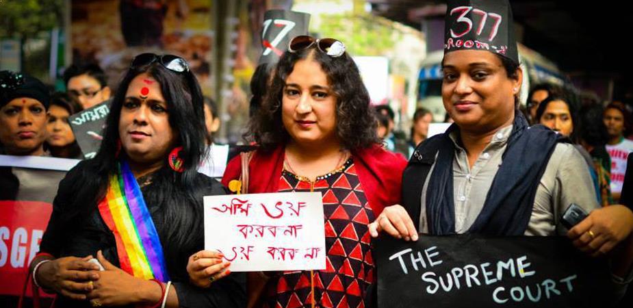 Amitava (centre) at a rally against section 377